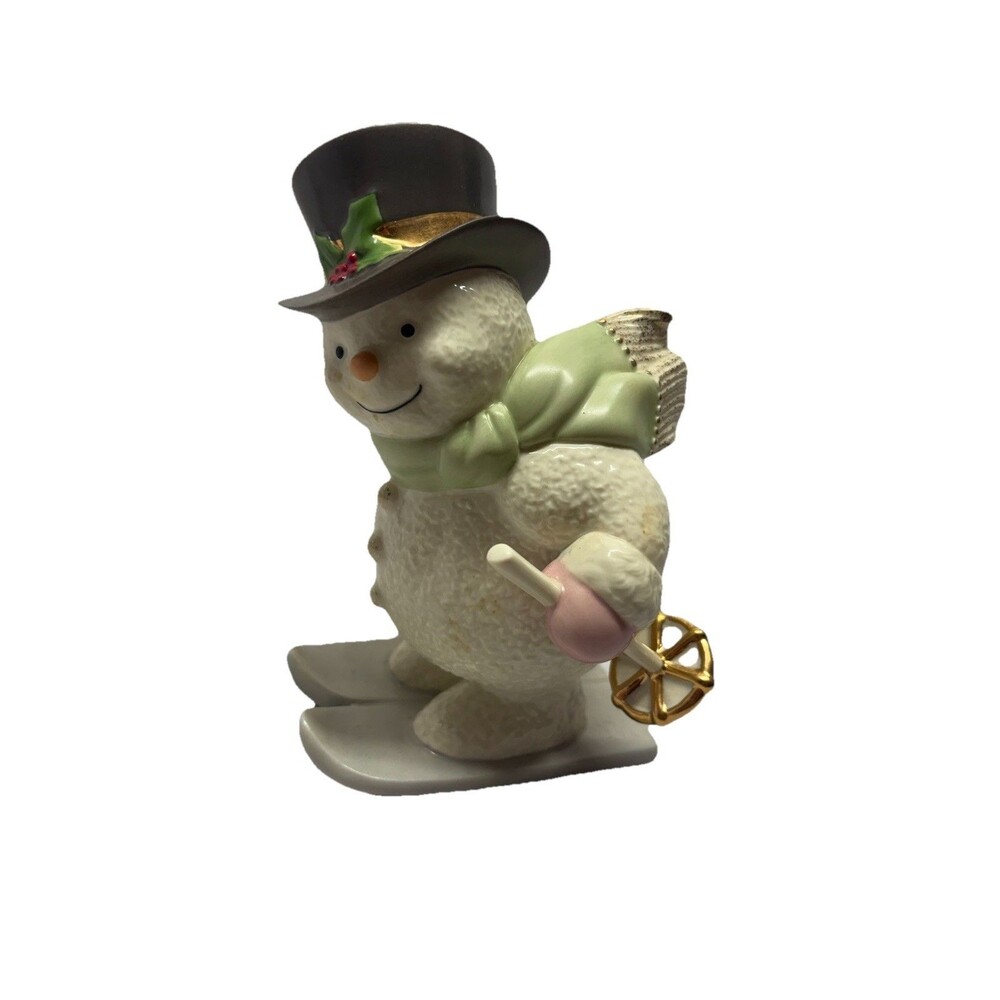 Vintage Lenox Frosty Snowy Skier Snowman Figurine Ceramic Christmas Decor